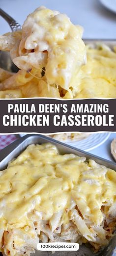 the casserole has been made with chicken and cheese