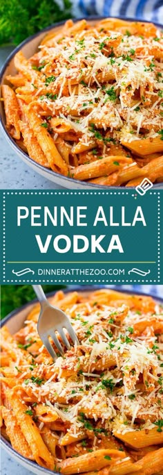 penne alla vodka with cheese and parmesan on top