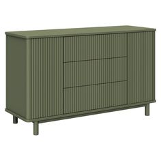 a large green cabinet with two drawers