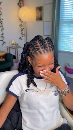 braideddbynyla ♡ (NO DMS, text #!) | so many ways to style your locs 😌 #locs #locsretwist #hair #locsstylist #loctician #kennesawlocs #kennesawloctician #kennesawlocstylist... | Instagram Braid Back Loc Styles, Dreadlock Cornrows Women, Side Ponytail Loc Styles, Locs Braid Out, Loc Down Hairstyles, Women’s Locs Styles, Loc Styles On Women, Winter Loc Styles, Protective Hairstyles For Locs