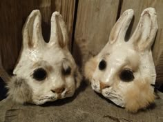 Rabbit mask bunny mask paper mache animal mask Stand by Me Mask Rabbit, Mask Paper Mache, Evil Bunny, Rabbit Mask, Mask Paper, Paper Mache Mask, Fox Costume, Paper Mache Animals, Bunny Mask