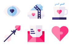 the icons are designed to look like they have hearts and arrows on them, as well as