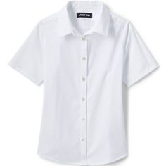 This shirt doesn’t just keep her looking neat and well-dressed through the day, it also keeps her completely covered and confident thanks to innovative No Gape® hidden-button feature that prevents gaping at the bust. The stretch fabric provides comfort that moves with her, and an easy-care finish keeps this shirt crisp after every wash. An ideal dress shirt for school days and special occasions. Girls White Shirt, School Uniform Kids, School Uniform Outfits, Uniform Shirts, School Days, Our Girl, Sleeveless Shirt, Well Dressed, Cut And Style