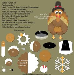 thanksgiving turkey cut outs are shown with the numbers 1, 2, 3, 4 and 5