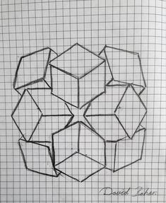 a drawing of four cubes on top of each other in graph paper with the words,