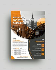 an orange and black business flyer template