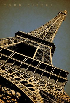 the eiffel tower is shown in sepia