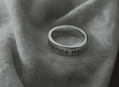 4mm Wide Memento Mori Engraving Enamel Band Ring, Flat Band Ring, Promise Ring, Remember Ring, Ring for Men and Women - 925 Sterling Silver Engraved Metal Skull Ring As A Gift, Momento Mori Ring, Engraved Silver Skull Open Ring, Memento Mori Necklace, Memento Mori Jewelry Blk And Noir Jewelry, Memento Mori Ring, Sterling Silver Rings Bands, Silver Band Ring, Ring Promise