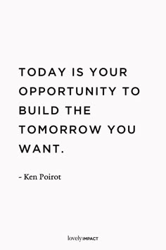 a quote that reads today is your opportunity to build the tomorrow you want ken foiot