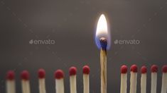 matches are lined up in rows with one lit and the other turned on - stock photo - images