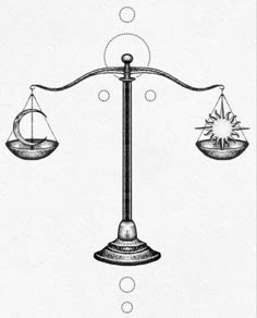 an old fashioned scale with two balances on each side and the sun in the middle