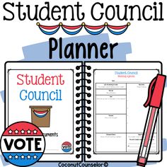 the student council planner with an american flag theme