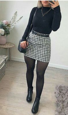 Trendy Outfits 2020, Outfits Skirt, Outfits Dressy, Winter Skirt Outfit, Stylish Winter Outfits, Chique Outfits, Outfits Black, Trendy Fall Outfits, Winter Skirt