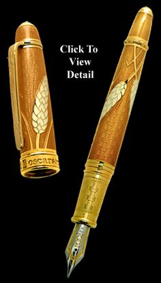 two pens with gold trims are next to each other and the words, click to view detail