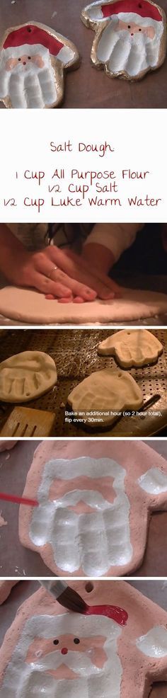 three pictures showing how to make handprinted cookies