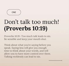 an ad with the words don't talk too much provers 1019