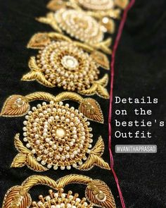 Gold Work Embroidery, Maggam Work Designs, Kurti Embroidery Design, Bead Embroidery Tutorial, Maggam Work Blouse Designs, Simple Blouse Designs, Blouse Designs Silk, Couture Embroidery, Bead Embroidery Patterns