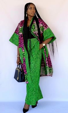 Bold Ankara 2 Piece African Print Ankara Print Loose Pant Long Kimono Kimono Jacket African Print Kimono African Jacket Ankara - Etsy Denmark Ankara 2 Piece, African Jacket, Two Piece Outfits Pants, Fancy Gown, Modest Casual Outfits, Maxi Design, Gown Blue