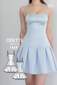 Simply one of the dreamiest designs, this Odette mini dress features a stunning array of design lines accentuating your gorgeous figure, as well as princess-like pleats on the flared skirt. ODETTE Dress PDF Digital Sewing Pattern for Women Sizes 2-20 After your purchase you will receive: an instructional ebook, the nested pattern in 10 sizes and 2 formats, A4/Letter and A0 copyshop, and the video tutorial. Design: Fitted silhouette w/straight neckline Princess seams at Front and Back Mini length Cute Skirt Patterns, Skirt Into Dress Diy, Diy Mini Skirt Pattern, Dress Sewing Patterns Free Easy, Princess Line Dress Pattern, Mini Skirt Pattern Sewing, Sewing A Skirt, Free Dress Patterns For Women, Pleated Skirt Sewing Pattern