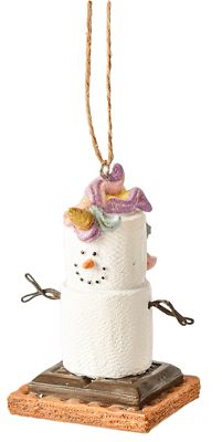 a christmas ornament with a snowman on top of it's head