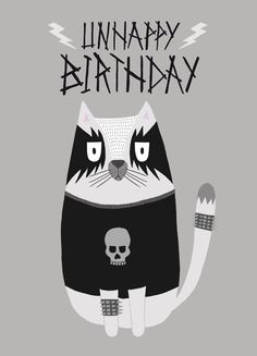 black metal cat - Google Search Happy Birthday Illustration, Happy Birthday Cat, Happy Birthday Black, Birthday Illustration, Cat Birthday Card, Birthday Wishes Funny, Happy Birthday Meme, Happy Birthday Funny