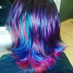 Express Yourself | Unique Hair Color Ideas for Brunettes - summer hair color 2024 Twilight Sparkle Hair, Pink Purple Blue Hair, Red And Blue Hair, Unique Hair Color Ideas, Purple Blue Hair, Blue And Purple Hair, Hair Color 2024, Unique Hair Color