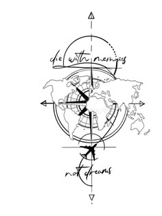 a black and white drawing of a compass with the words, we will always travel