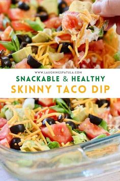 Healthy Dinner Dips, Healthy Party Refreshments, Healthy Summer Dip Recipes, Easy Appetizers To Bring To Work, Healthy Nacho Dip, Low Calorie Taco Dip, No Cook Dips Recipes, Best Healthy Dip Recipes, Healthy Snacks For Entertaining