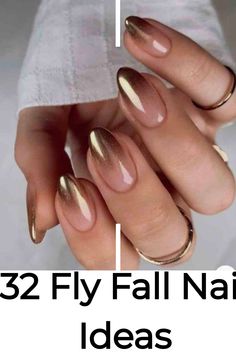 Prepare to embrace the beauty of autumn with breathtaking fall nail designs that perfectly embody the essence of the season. Explore a mesmerizing array of warm earth tones and dazzling glitter accents, guaranteed to elevate your fingertips with a touch of fall-inspired glamour. Get ready for your nails to shine bright with seasonal style! Nail Spring, Unghie Sfumate, Golden Nails, Smink Inspiration, Thanksgiving Nails, Metallic Nails, Classy Nails, Chic Nails, Gold Nails