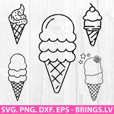 ice cream cones and stars svg dxf eps png clipart example