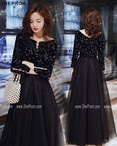 Celebrities Chic Black Sequins Long Formal Dress With Long Sleeves Ref.AM79025 at SheProm. SheProm.com is an online store with thousands of dresses, range from Preview and so on. Not only selling #PreviewDresses more and more trendy dress styles will be updated daily to our store. All instock with stable shipping. Shop now to get 10% off! Black Evening Dress For Night Out In Fall, Black Winter Prom Evening Dress, Chic Evening Dress For Fall Banquet, Chic Black Evening Dress For Winter, Dressy Fall Evening Dress For Party, Chic Black Winter Evening Dress, Black Prom Dresses For Winter, Black Prom Dress For Fall, Black Long Sleeve Evening Dress For Prom