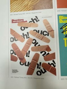 two magazine pages with different types of adhesives on the front and back covers