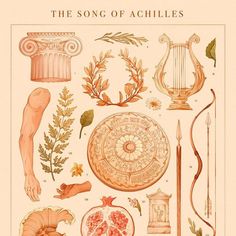 the song of achilles is shown in an illustration with many different things to see