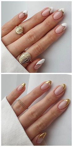 Hip Nails, Gold Manicure Ideas, Gatsby Nails 1920s, Minimal Nail Art, Minimal Nail, Nails Abstract, Gold Manicure, Minimal Nails Art, Beauty Hacks Nails