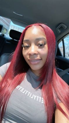 Burgundy Red Sew In, Red Straight Hair Black Women, Red Middle Part Quick Weave, Burgundy Hair Styles Black Women, Red Middle Part Sew In Weave, Red Leave Out, Red Leave Out Sew In, Red Wigs Hairstyles, Burgundy Sew In Weave Leave Out