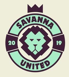 the logo for savannah united with a lion on it's chest and crown in the center