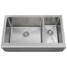 stainless steel double bowl kitchen sink with two faucets