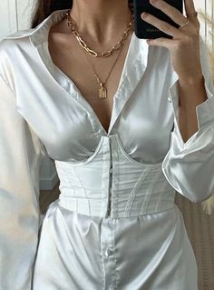 Gothic Closet, Corset Outfit Aesthetic, White Corset Top, Risky Business, Business Shirt, 19th Century Fashion