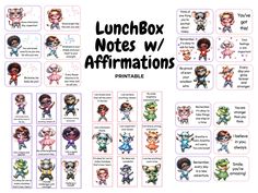 lunchbox notes w / affirmations printables for kids to use in the classroom