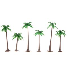 five palm trees are shown in the shape of four different sizes and shapes, with green leaves