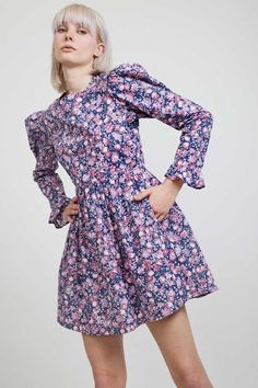 Laura Ashley x BATSHEVA Square Neck Mini Prairie Dress in Inglesham Credit Note, Prairie Dress, One Clothing, Classic Mini, Laura Ashley, Mini Dress With Sleeves, Summer Casual, Square Neck, High Tops