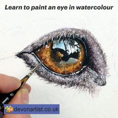 A detailed dog's eye painting by Paul Hopkinson, in this video Paul shares how to paint this eye, breaking down the watercolour painting into manageable chunks. Eyes Watercolor Painting Tutorial, Watercolor Dog Eyes, Eye Painting Tutorial, Eye Watercolor Painting, Watercolour Eyes, Watercolour Animals, Eyes Animal, Dog Watercolor Painting, Animal Paintings Acrylic