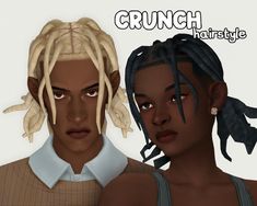 two black women with blonde hair are standing next to each other in front of the caption crunch hairstyle