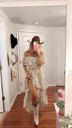 Follow my link to purchase this fit! #fashion #western #outfit #aesthetic #amazon #amazonfinds #outfitideas #westernoutfits #ootd #westernwear #punchy #countrygirl #vintage #fashionstyle #valentine #datenight #outfitinspo Winery Concert Outfit, The Last Rodeo Bachelorette Outfit, Boho Cowgirl Aesthetic, Country Glam Aesthetic, Western Outfit Dress, Western Theme Outfit Woman, Cowboy Theme Party Outfit Women, Cowgirl Dress Outfits, Country Cowgirl Outfits