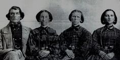 an old black and white photo of three women