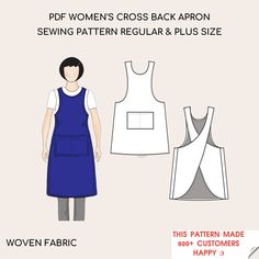 a women's cross back apron sewing pattern