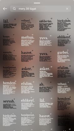 an iphone screen showing the names of different languages