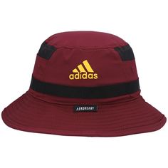 Shade your head like the Arizona State Sun Devils on game day with this Sideline bucket hat. This adidas headwear features stylish graphics and integrated AEROREADY fabric technology to keep your head cool throughout the day. Whether you're watching the Arizona State Sun Devils game or enjoying the outdoors, you'll enjoy the same gear the team wears on the sidelines when you choose this eye-catching cap. Looped band for attaching accessories Surface washable Structured fit Officially licensed St Adidas Adjustable Curved Brim Hats, Adidas Adjustable Hat With Curved Brim, Adidas Curved Brim Adjustable Hat, Adjustable Adidas Hat With Curved Brim, Adjustable Adidas Curved Brim Hat, Adidas Casual Adjustable Bucket Hat, Adidas Adjustable Casual Bucket Hat, Casual Adidas Logo Hats For Outdoor, Adjustable Adidas Hat With Logo