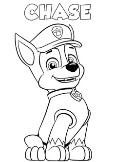 the paw patrol chase coloring page for kids to print out and color with their favorite characters