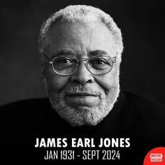 an old man with glasses and a black shirt is featured in the poster for james ear jones